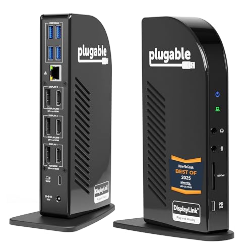 Plugable 13-Port USB-C Docking Station UD-ULTC4K | 4K Triple Monitor | 100W Power Delivery