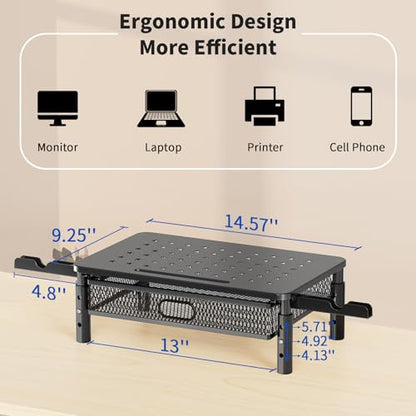 Zimilar 14.57 x 9.25 x 5.7 inches Z10306 Adjustable Monitor Stand with Drawer
