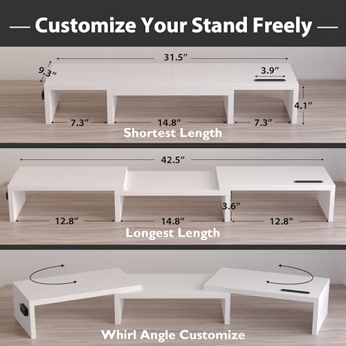 BONTEC 1 Count MTR-S3-WH-FBA Polished Wooden Monitor Stand