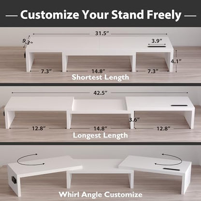 BONTEC 1 Count MTR-S3-WH-FBA Polished Wooden Monitor Stand
