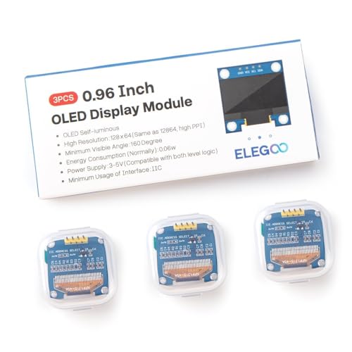 ELEGOO 0.96 Inch 3PCS EL-SM-008 128x64 OLED Display I2C Module