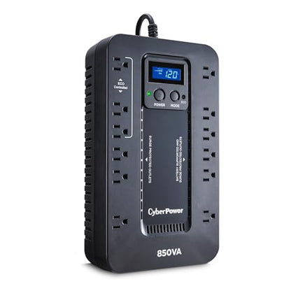 CyberPower 850VA EC850LCD Energy Star Certified UPS System, 510 Watts, Compact, Plastic Enclosure, 120V Input, UL Certified