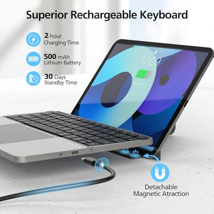 MICROPACK 3-Device Foldable Keyboard K-F01-GY QWERTY Touchpad 500mAh Bluetooth