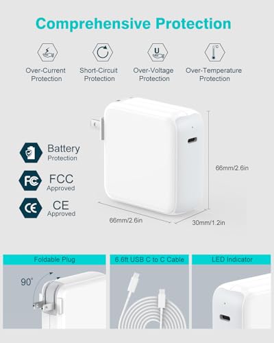 IFEART 70W USB-C Power Adapter for MacBook Pro/Air 13-16 inch, Model MZ61PD-1