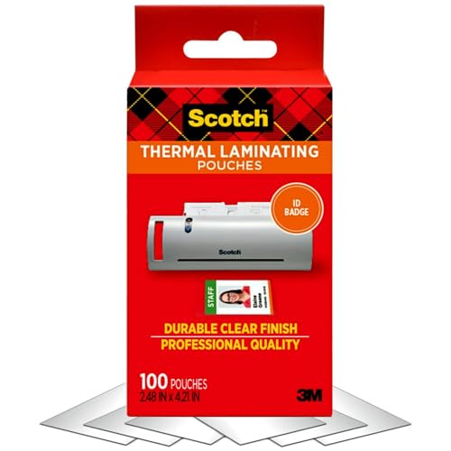 Scotch 5 Mil Thermal Laminating Pouches, 2.32 x 3.70-Inches, Business Card Size, 100-Pack (TP5851-100)