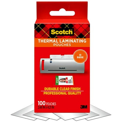 Scotch 5 Mil Thermal Laminating Pouches, 2.32 x 3.70-Inches, Business Card Size, 100-Pack (TP5851-100)