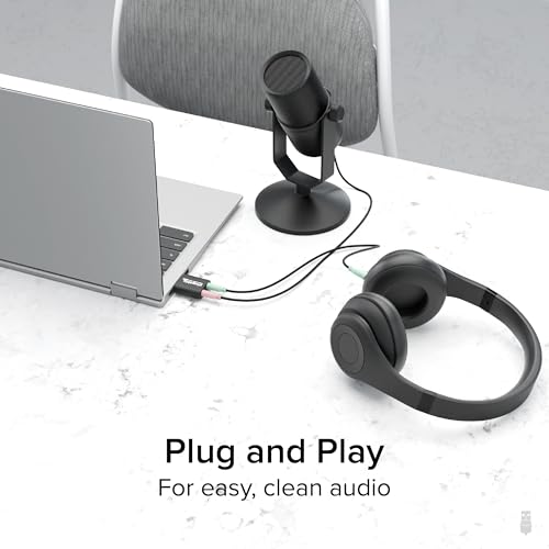 Plugable USB Audio Adapter USB-AUDIO Audio Output Stereo Compatible with Windows 11, 10, 8.x, 7, Vista, XP, macOS, Linux, Raspberry Pi OS