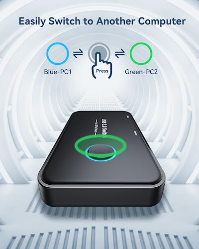 ABLEWE USB 3.0 Switch 4-Port KVM Switch Selector for Dual PC Access
