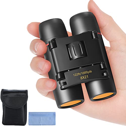 AHFLRITO Compact Binoculars 21mm 8x Roof Prism Lightweight Portable