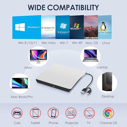 Hcsunfly Ultra Slim External CD/DVD Drive 717981226175