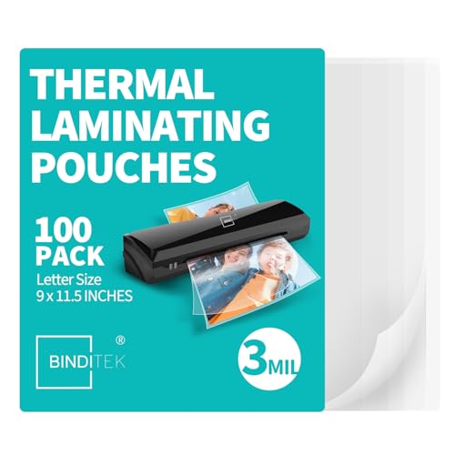 Binditek 100 Pack 9" x 11.5" 3 Mil Thermal Laminating Pouches Ultra Clear Glossy Sheets
