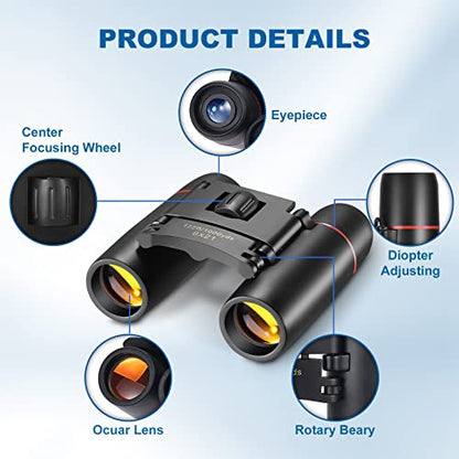 AHFLRITO Compact Binoculars 21mm 8x Roof Prism Lightweight Portable