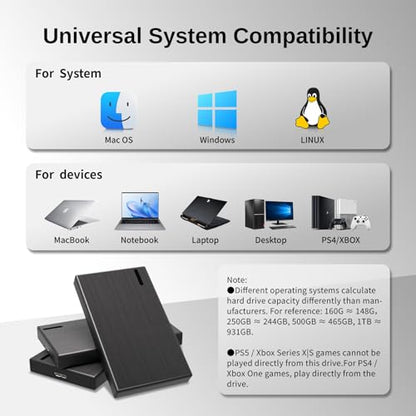 Alphami 160GB External Hard Drive USB 3.0 7200 RPM 2.5 Inch Mechanical Hard Disk