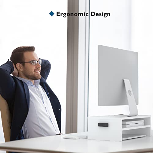 BONTEC 16.54 x 9.25 x 5.59 inches MTR-S2-WH Computer Monitor Stand