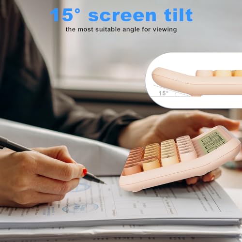 Decklit 12-Digit LCD Basic Desktop Calculator Model Verloop Roze Battery Powered Gradient Pink