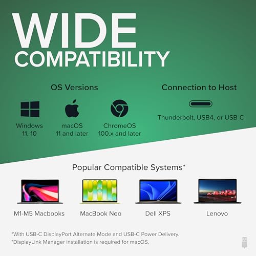 Plugable 7.87" x 3.3" x 1.2" UD-3900PDZ USB Type C Docking Station | 100W Charging, 3x HDMI (1x 4K 30Hz, 2x 1080p 60Hz), 9 Ports | Compatible with Windows, ChromeOS, macOS 11+ | Black