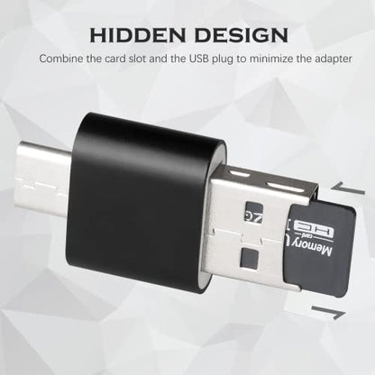 Wansurs 2 Pack USB 2.0 MicroSD Card Reader USB Type-C Adapter Compact Card Reader