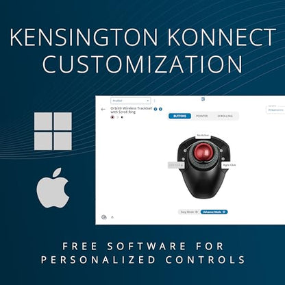 Kensington Wireless Trackball K70990WW Optical Precision with Dual Connectivity