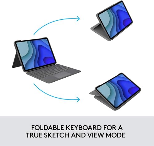 Logitech Folio Touch 11" Tablet Keyboard Case - 78 Keys - Smart Connector - ABS - Grey