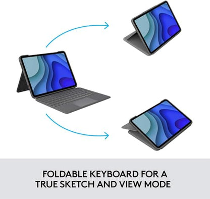 Logitech Folio Touch 11" Tablet Keyboard Case - 78 Keys - Smart Connector - ABS - Grey