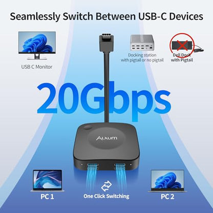 Alxum 20Gbps USB C Switch D1151A 8K@30Hz 4K@144Hz USB-C Switcher