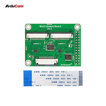 Arducam Multi Camera Adapter Module V2.2 Compatible with Raspberry Pi 5, 4B, V3, 8MP IMX219, 12MP IMX477