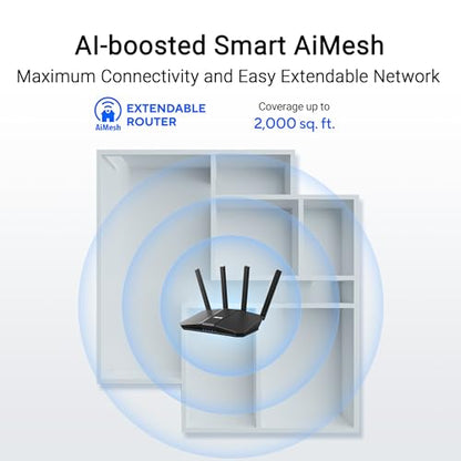 ASUS Dual-Band WiFi 7 Router RT-BE58U - 2882 Mbps Data Rate, 4 Antennas, VPN and Security Features