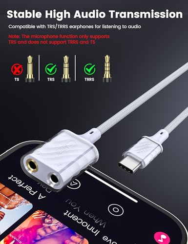 MOSWAG 2 Ports USB Type C External Sound Card Adapter with 3.5mm Audio Jacks