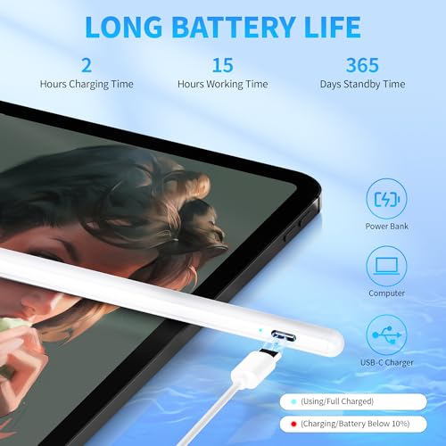 DRYMOKINI 503W Rechargeable Stylus Pen for Touchscreens, Compatible with Android & iOS Devices