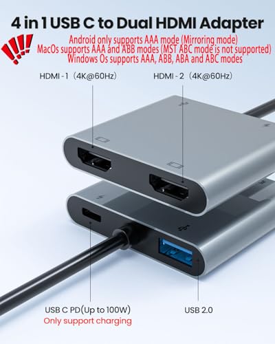 Fophmo USB Type-C Adapter HC-89 4K@60Hz 1x USB-A 4 Ports