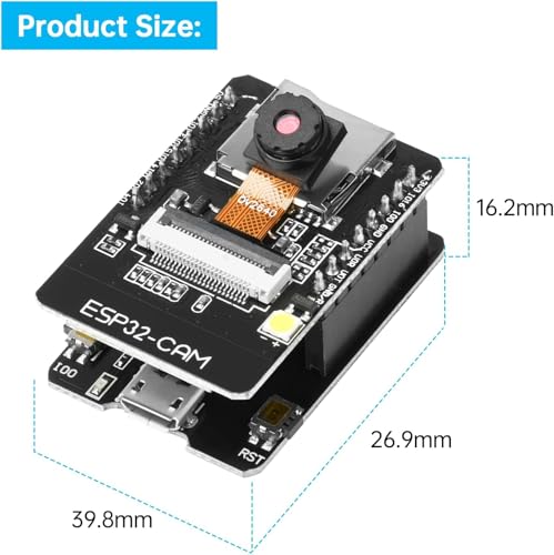 Aideepen 2-Pack ESP32 CAM Development Board 512KB Memory 240MHz Dual Core Microcontroller FreeRTOS