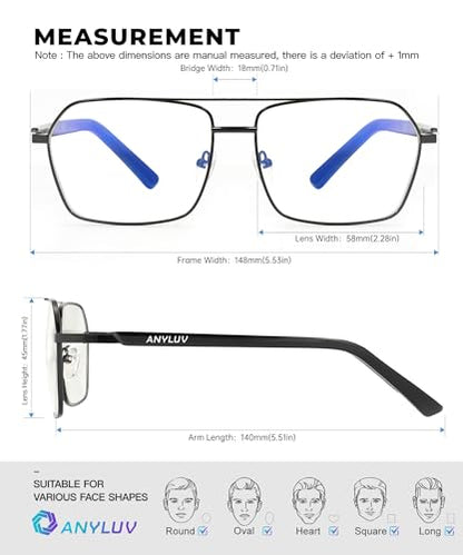 ANYLUV Medium AN4528-1 Blue Light Blocking Reading Glasses