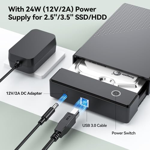 CLAVOOP 20TB 3.5 Inch SATA Enclosure CM47-Q1 USB 3.0 External HDD Case