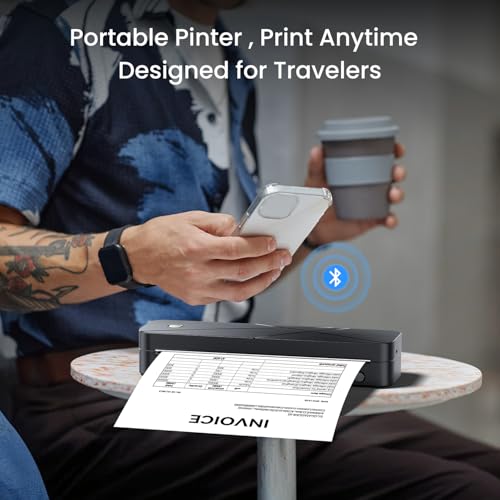 TATTMUSE Portable A282M-BK Thermal Printer Monochrome Bluetooth Wireless Inkless