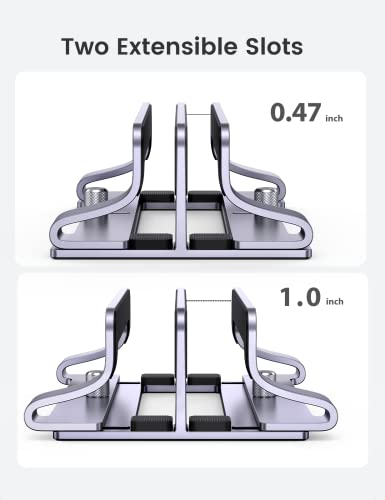 UGREEN 60643 Universal Vertical Laptop Stand Adjustable Compatible with Laptops 0.47-1" Thick Space Gray
