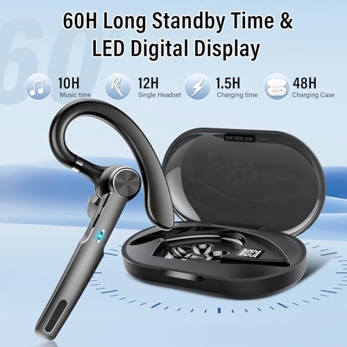 Qecnato G2 Wireless Bluetooth Earpiece 5.3, 15m Range, IP7 Waterproof, Built-In Microphone, Ergonomic Design