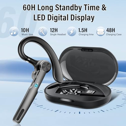 Qecnato G2 Wireless Bluetooth Earpiece 5.3, 15m Range, IP7 Waterproof, Built-In Microphone, Ergonomic Design