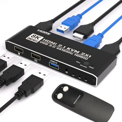 BINZET KVM Switch 2-Ports 8K@60Hz HDMI Surface Mount