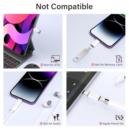 Thousover 4 Pack USB Type C to Lightning Adapter FA02