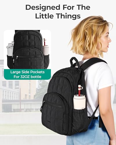 BAGSMART 15.6 Inch Padded Laptop Backpack, 25L Storage, Black