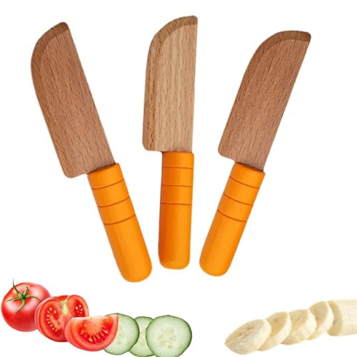 Nwsrayu 3-Piece Wooden Kids Knife Set Kn132 Kid-Safe Kitchen Tool for Food Preparation