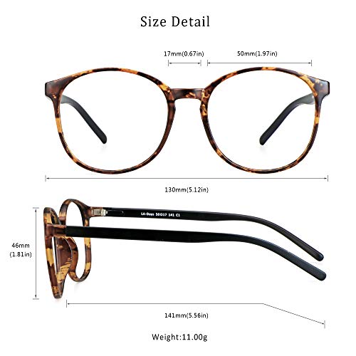 LifeArt +1.25 LA_Days_Tortoise1.25 Round Blue Light Blocking Reading Glasses