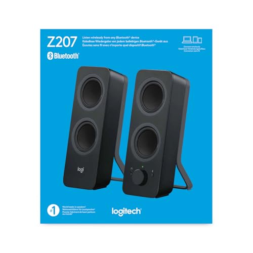 Logitech Z207 2.0 Stereo Computer Speakers Black 10 Watts Bluetooth 4.2 Tabletop Mount