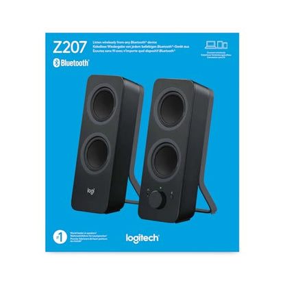 Logitech Z207 2.0 Stereo Computer Speakers Black 10 Watts Bluetooth 4.2 Tabletop Mount
