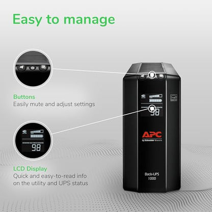 APC 1000VA BX1000M 600W 24V UPS 120V 8 Outlets NEMA
