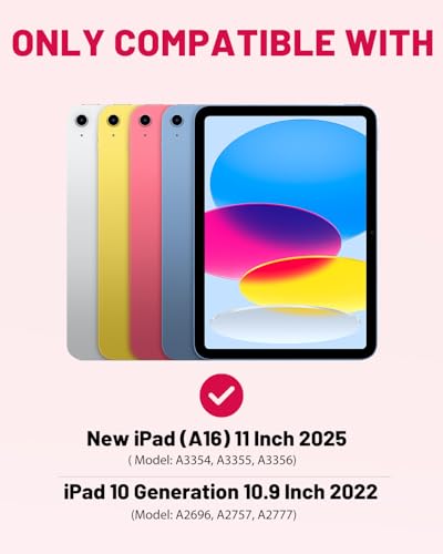 MoKo 11 Inch iPad 11th Gen Case with Keyboard and Pencil Holder, Bluetooth, Mechanical, QWERTY Layout, Pink