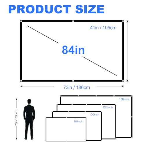 DUYIKJ 84 Inch 16:9 Projection Screen Manual Polyester Mat