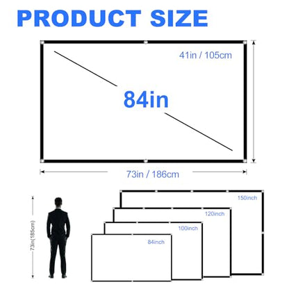 DUYIKJ 84 Inch 16:9 Projection Screen Manual Polyester Mat