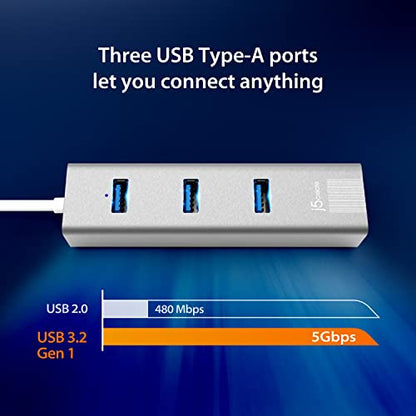 j5create USB-C 3-Port HUB + Gigabit Ethernet Adapter JCH474