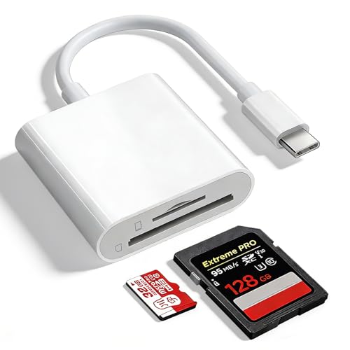 SXRBSSM Compact Dual Slot SD Card Reader USB Type C Designed for iPhone, iPad, and Mac, Transfer Rate 48 Mbps, Model Dandanbao-02